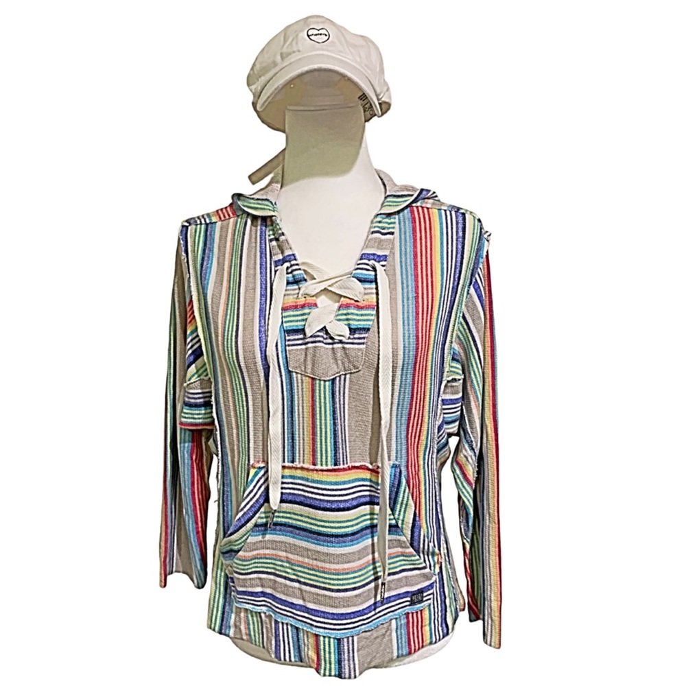 BillaBong Hoodie Striped Baja Long Sleeves Hoodie Pullover Size S